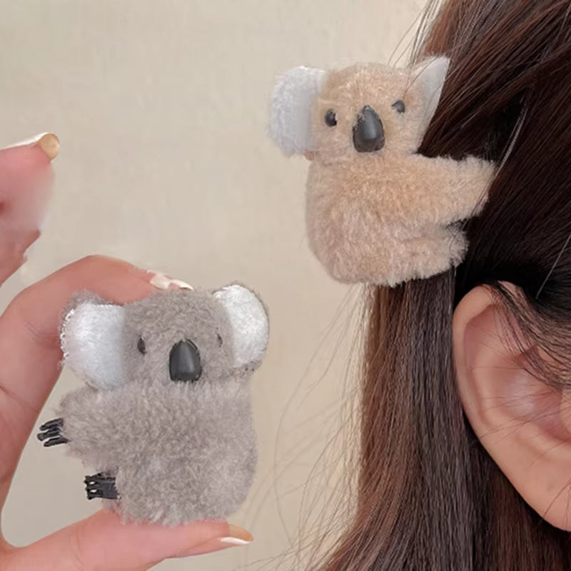 Barrette Koala en Peluche – Pince à Cheveux Mignonne pour Fille ou Femme, Accessoire de Coiffure Kawaii