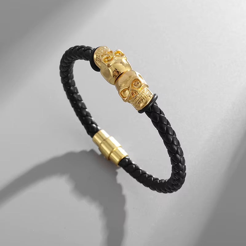 Bracelet Cuir Multicouche Classique pour Homme – Bijou Élégant avec Fermoir Magnétique en Métal