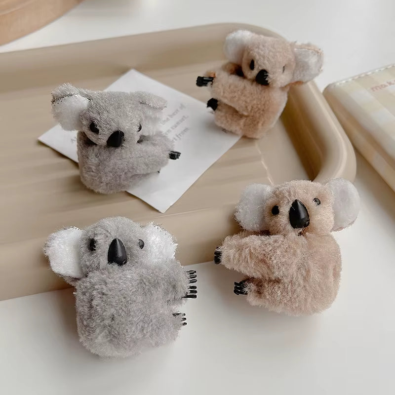 Barrette Koala en Peluche – Pince à Cheveux Mignonne pour Fille ou Femme, Accessoire de Coiffure Kawaii