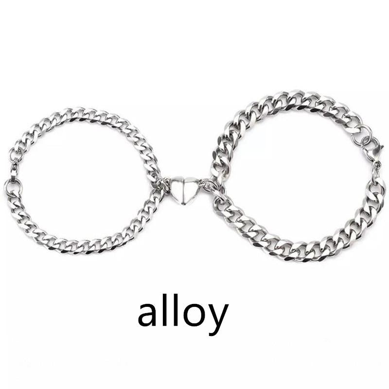 Bracelets Couple Aimantés – Cœur d’Amour en Acier Titane