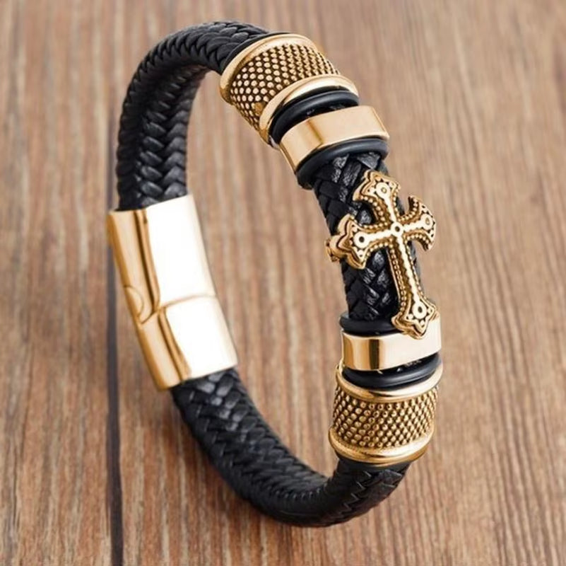 Bracelet Cuir Multicouche Classique pour Homme – Bijou Élégant avec Fermoir Magnétique en Métal