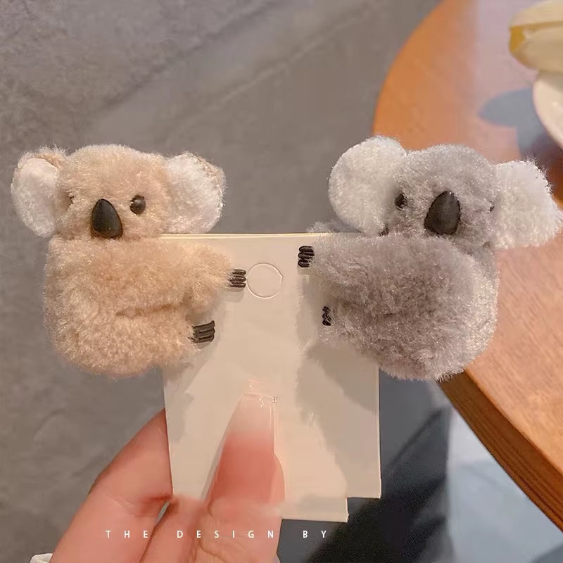 Barrette Koala en Peluche – Pince à Cheveux Mignonne pour Fille ou Femme, Accessoire de Coiffure Kawaii