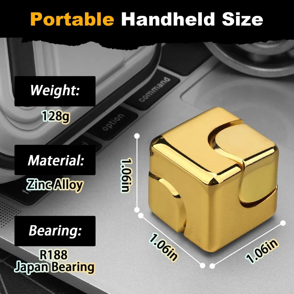 Cube Gyroscopique Métal Anti-Stress – Toupie de Bureau Fidget Spinner pour Adulte et Enfant