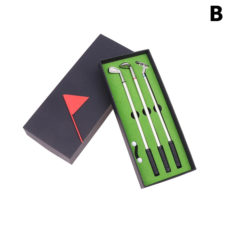 Golf Pen Set Mini Desktop Golf Ball Pen Gift Includes Putting Green 3 Clubs Pen Balls and Flag Desk Games Office School Gift