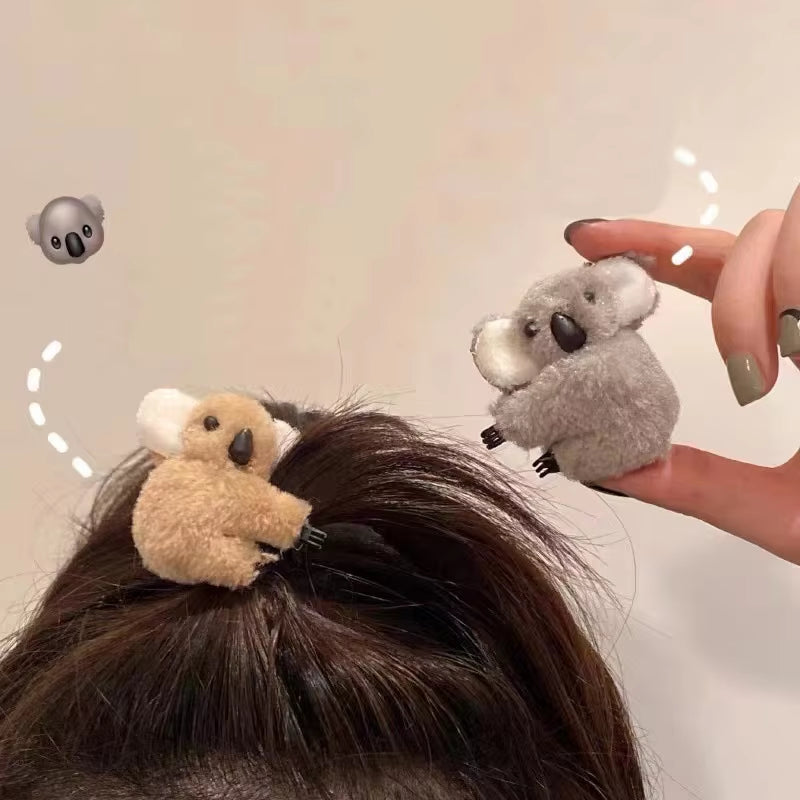 Barrette Koala en Peluche – Pince à Cheveux Mignonne pour Fille ou Femme, Accessoire de Coiffure Kawaii