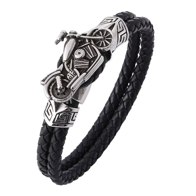 Bracelet Cuir Multicouche Classique pour Homme – Bijou Élégant avec Fermoir Magnétique en Métal