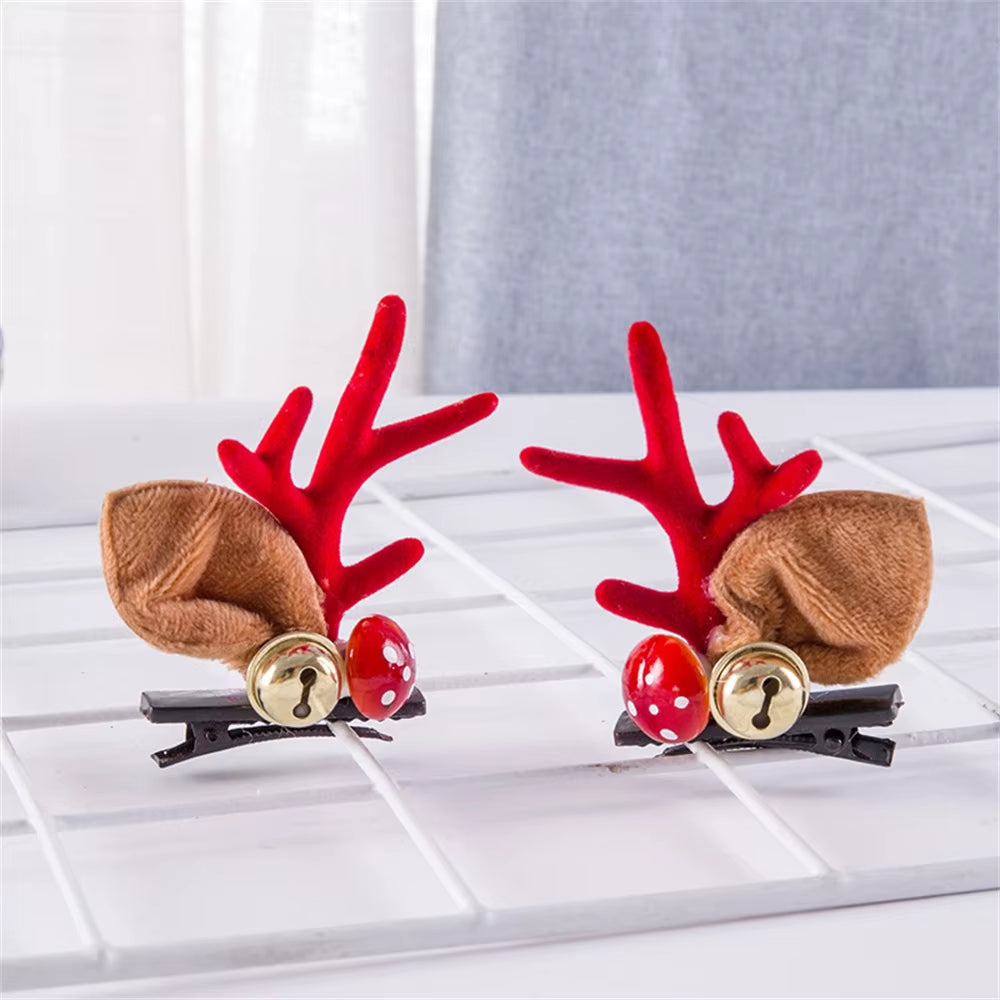 Lot de 2 Barrettes Kawaii de Noël – Rennes, Père Noël et Flocon pour Femme, Fille ou Enfant
